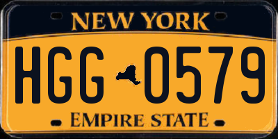 NY license plate HGG0579