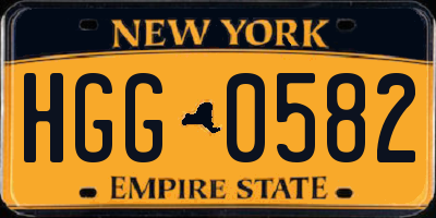 NY license plate HGG0582