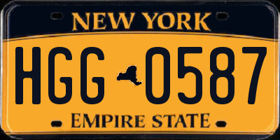 NY license plate HGG0587