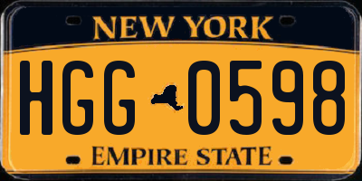 NY license plate HGG0598