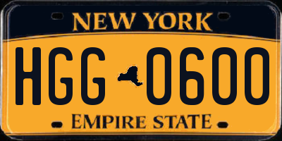 NY license plate HGG0600