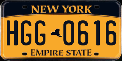NY license plate HGG0616