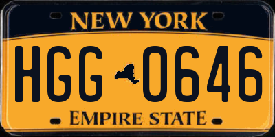 NY license plate HGG0646