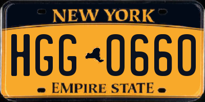 NY license plate HGG0660