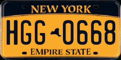 NY license plate HGG0668