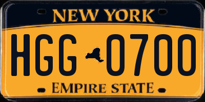 NY license plate HGG0700