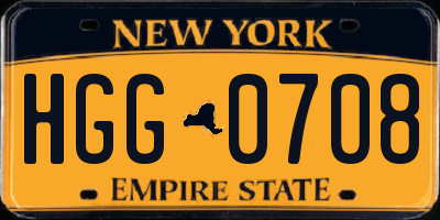 NY license plate HGG0708