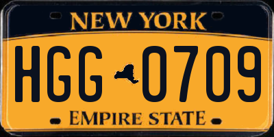 NY license plate HGG0709