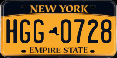 NY license plate HGG0728
