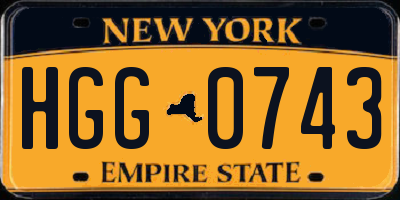 NY license plate HGG0743
