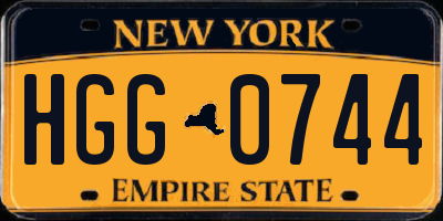 NY license plate HGG0744