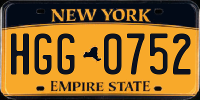 NY license plate HGG0752