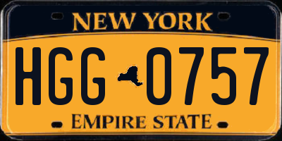 NY license plate HGG0757