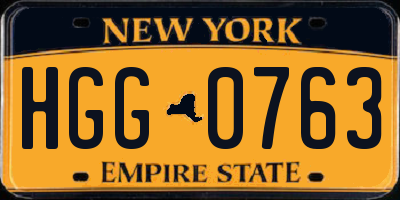 NY license plate HGG0763