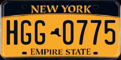 NY license plate HGG0775