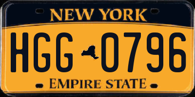 NY license plate HGG0796