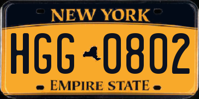 NY license plate HGG0802