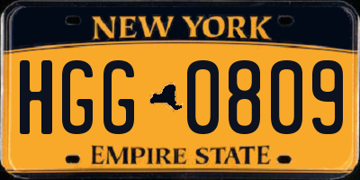 NY license plate HGG0809