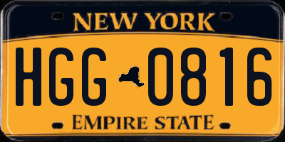 NY license plate HGG0816