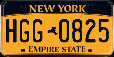 NY license plate HGG0825