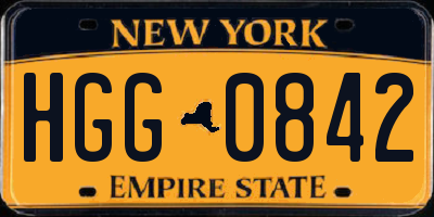 NY license plate HGG0842