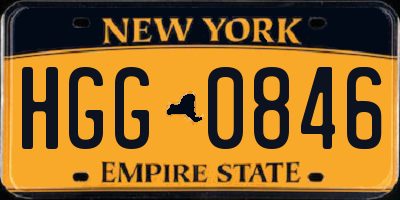 NY license plate HGG0846