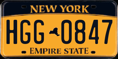 NY license plate HGG0847