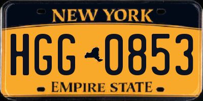 NY license plate HGG0853