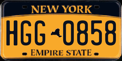 NY license plate HGG0858