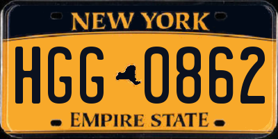 NY license plate HGG0862