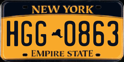 NY license plate HGG0863