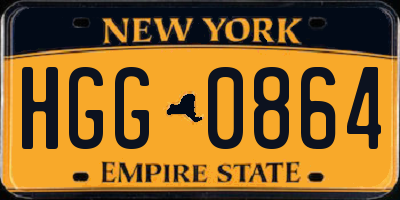 NY license plate HGG0864