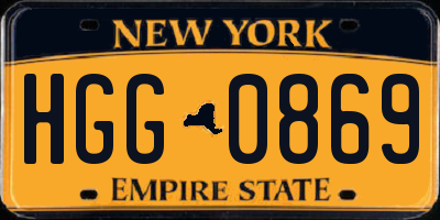 NY license plate HGG0869