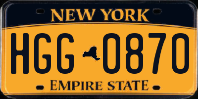 NY license plate HGG0870