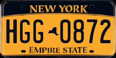 NY license plate HGG0872