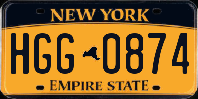 NY license plate HGG0874