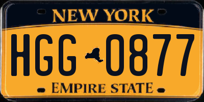 NY license plate HGG0877