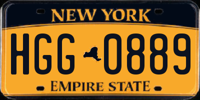NY license plate HGG0889