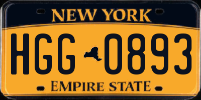 NY license plate HGG0893