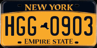 NY license plate HGG0903