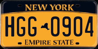NY license plate HGG0904