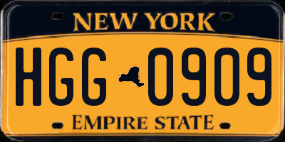 NY license plate HGG0909