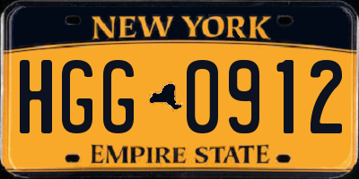 NY license plate HGG0912