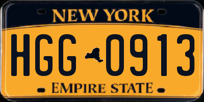 NY license plate HGG0913