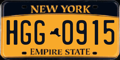 NY license plate HGG0915