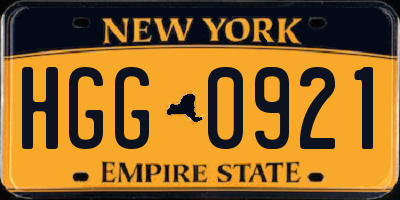 NY license plate HGG0921