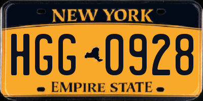 NY license plate HGG0928