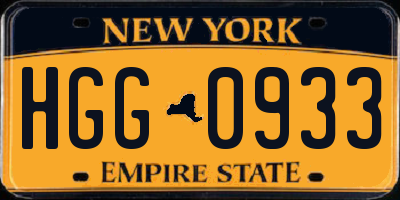 NY license plate HGG0933