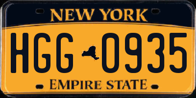 NY license plate HGG0935