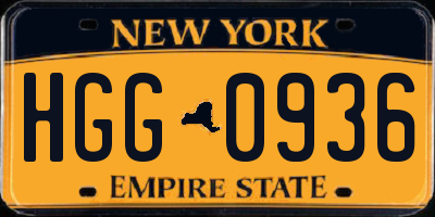 NY license plate HGG0936